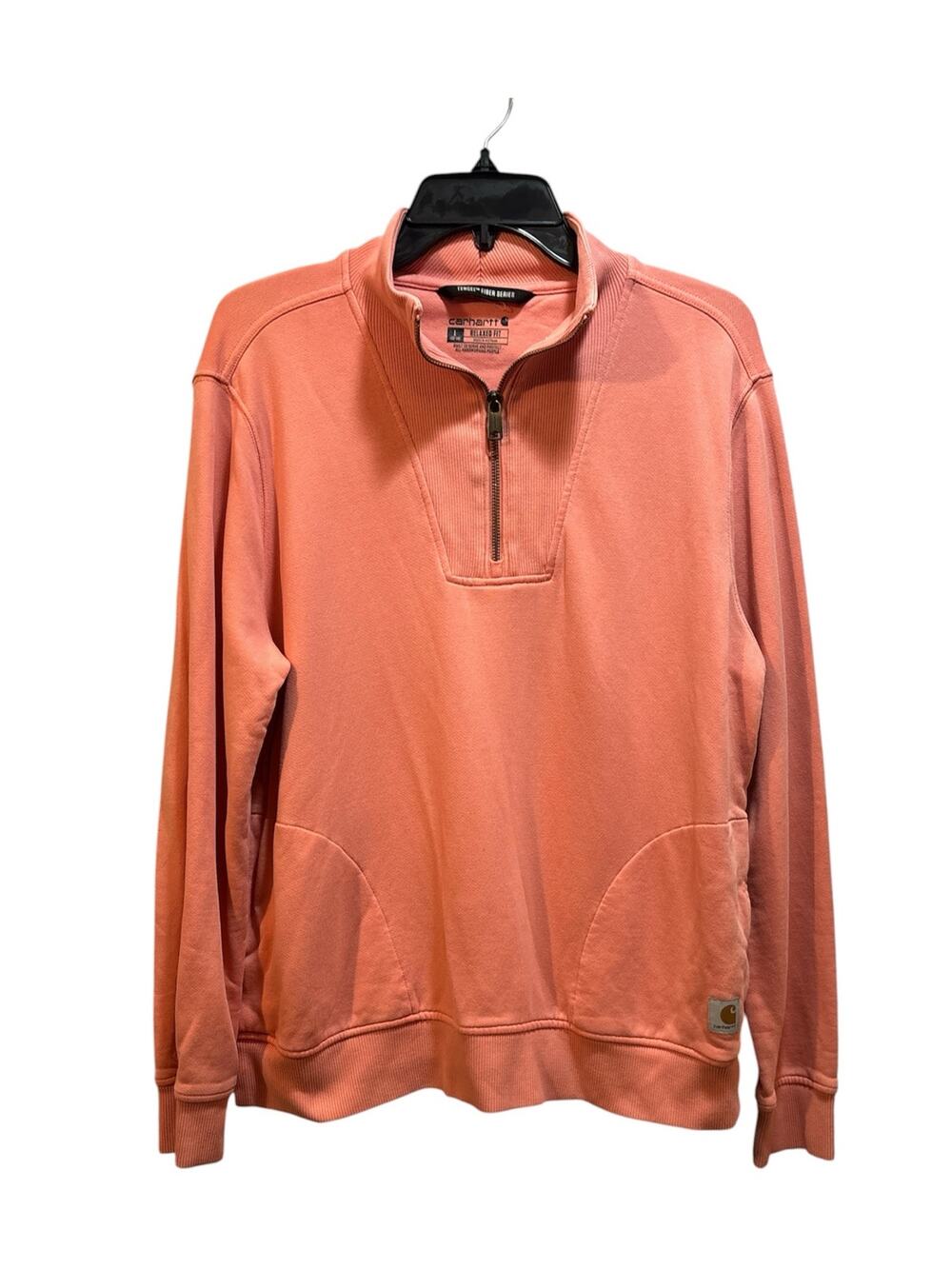 Carhartt women’s size large 1/4 pink tencel series pullover. Front pockets